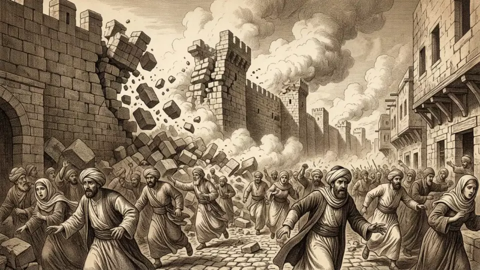 Halep'te çöken surlar (temsili)