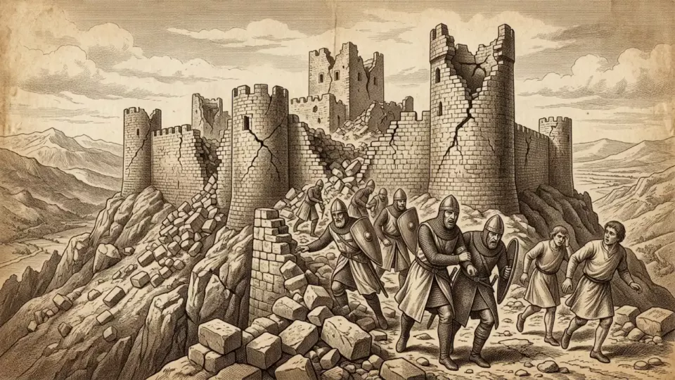 Yıkılan Atarib kalesi (temsili)