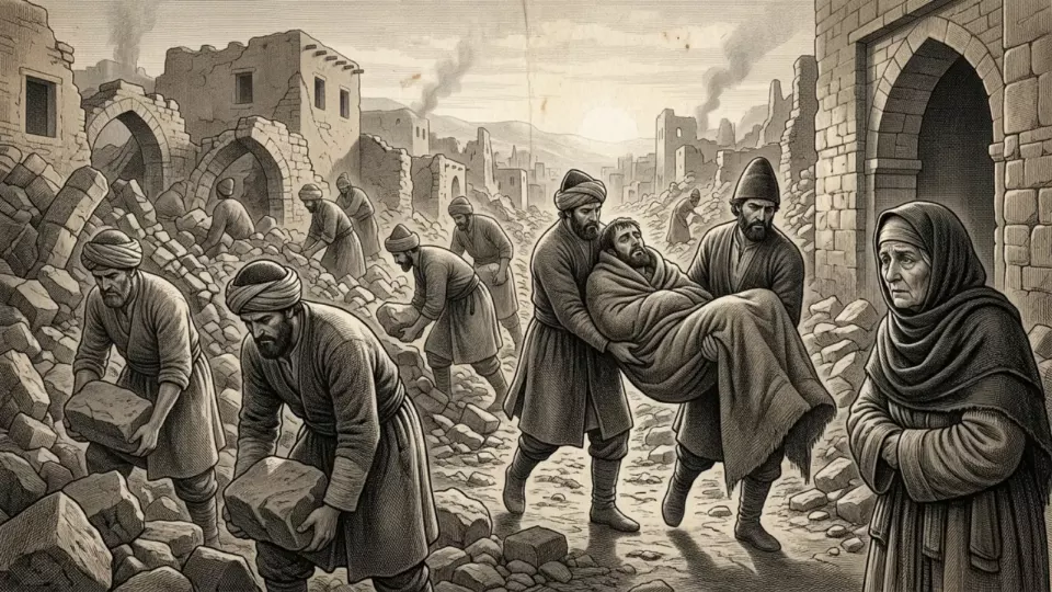 Enkaz altındaki Gence (temsili)