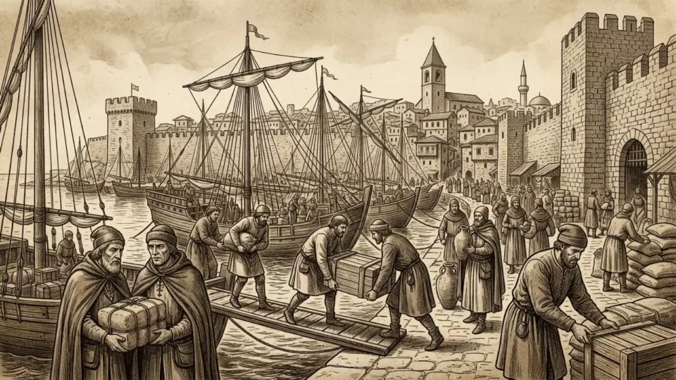 14. yüzyılda Ceneviz limanı Kefe (temsili)