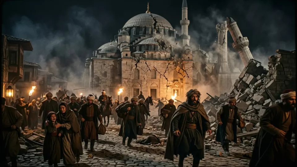 Yıkılan cami ve minare (temsili)