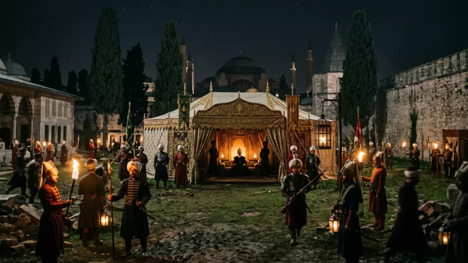 Saray bahçesindeki çadır (temsili)
