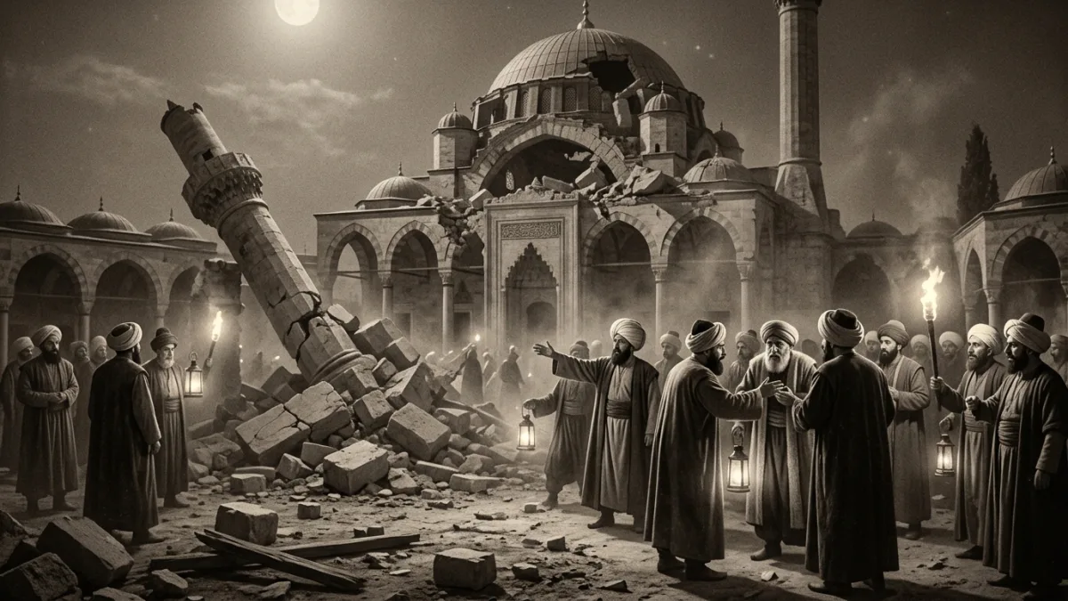 1509 İstanbul depremi sonrası yıkılmış cami (temsili)