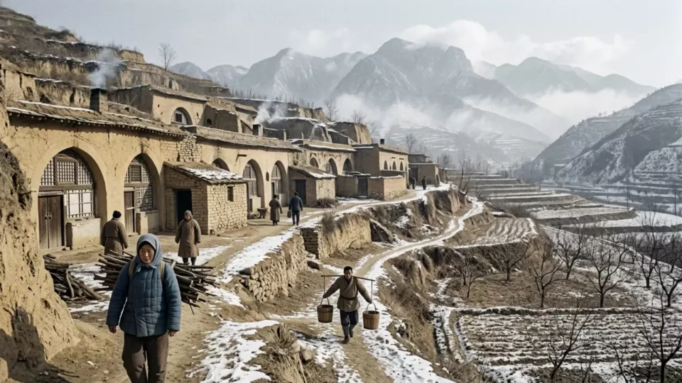 1556'da Shaanxi'de bir mağara köyü (temsili)