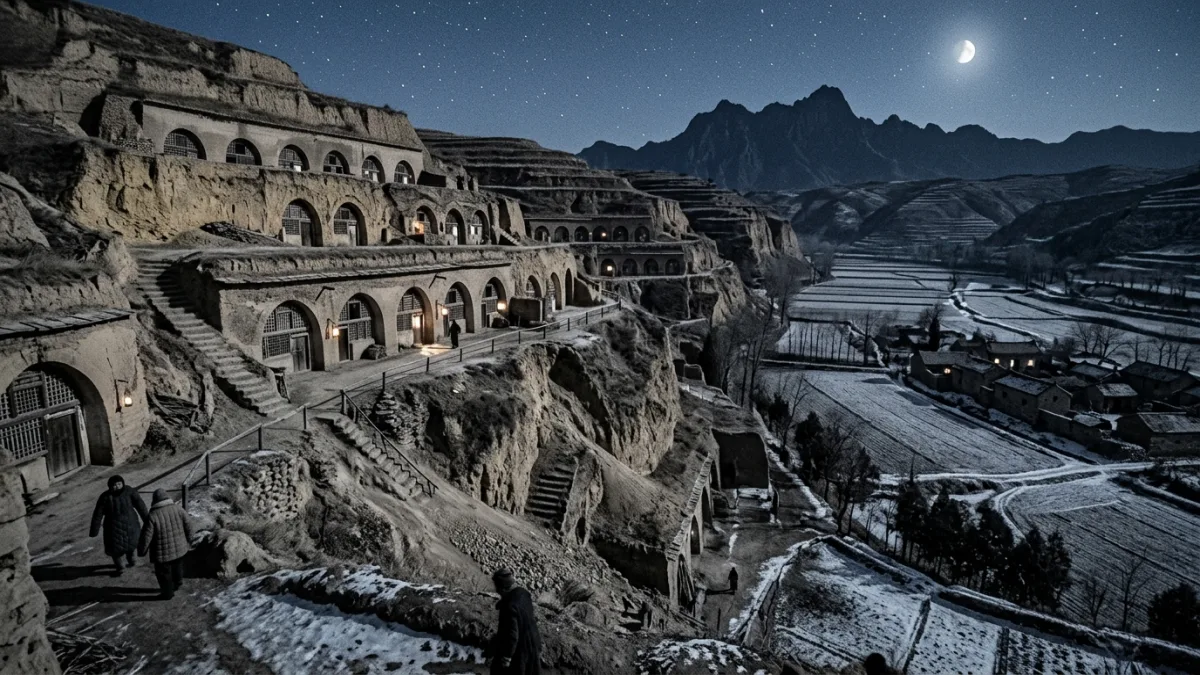 1556 depreminde çöken lös yamaçları (temsili)