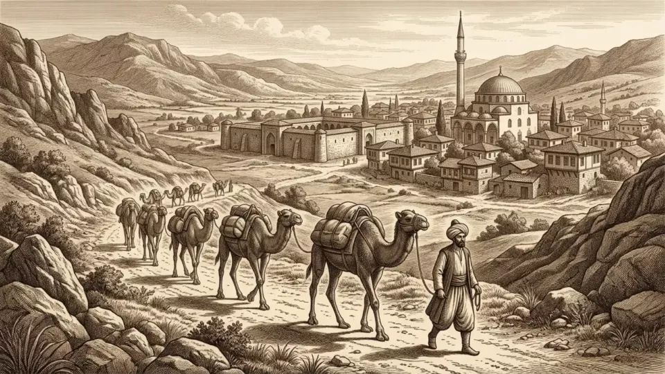 1668'de Anadolu'da bir kervan yolu (temsili)