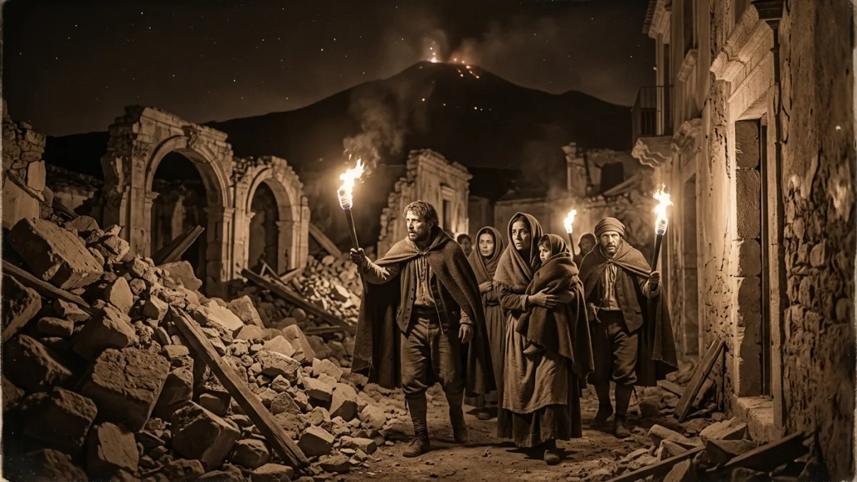 1693 depreminde yıkılan Sicilya kasabası (temsili)