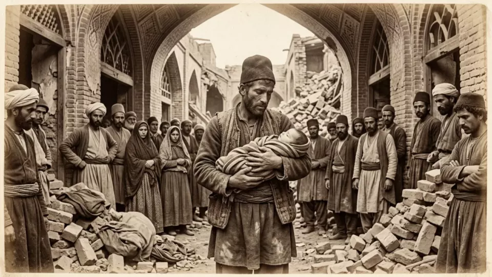 Enkazdan kurtarılan bir bebek (temsili)