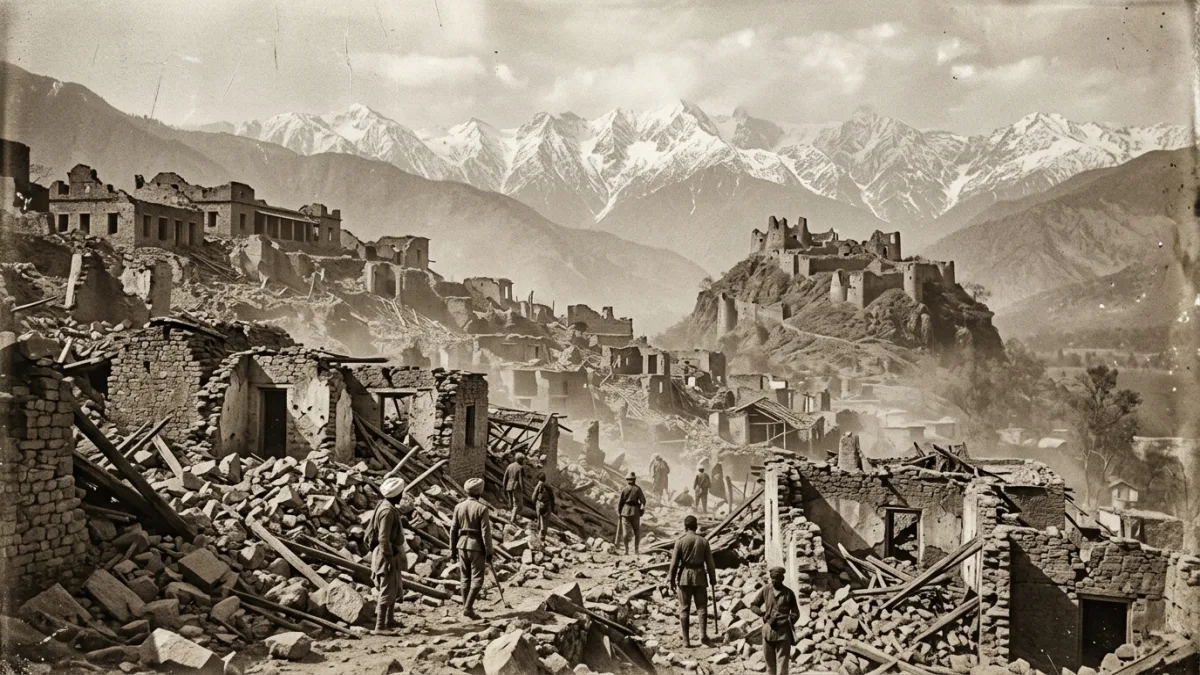 1905 depreminde yıkılan Kangra vadisi (temsili)