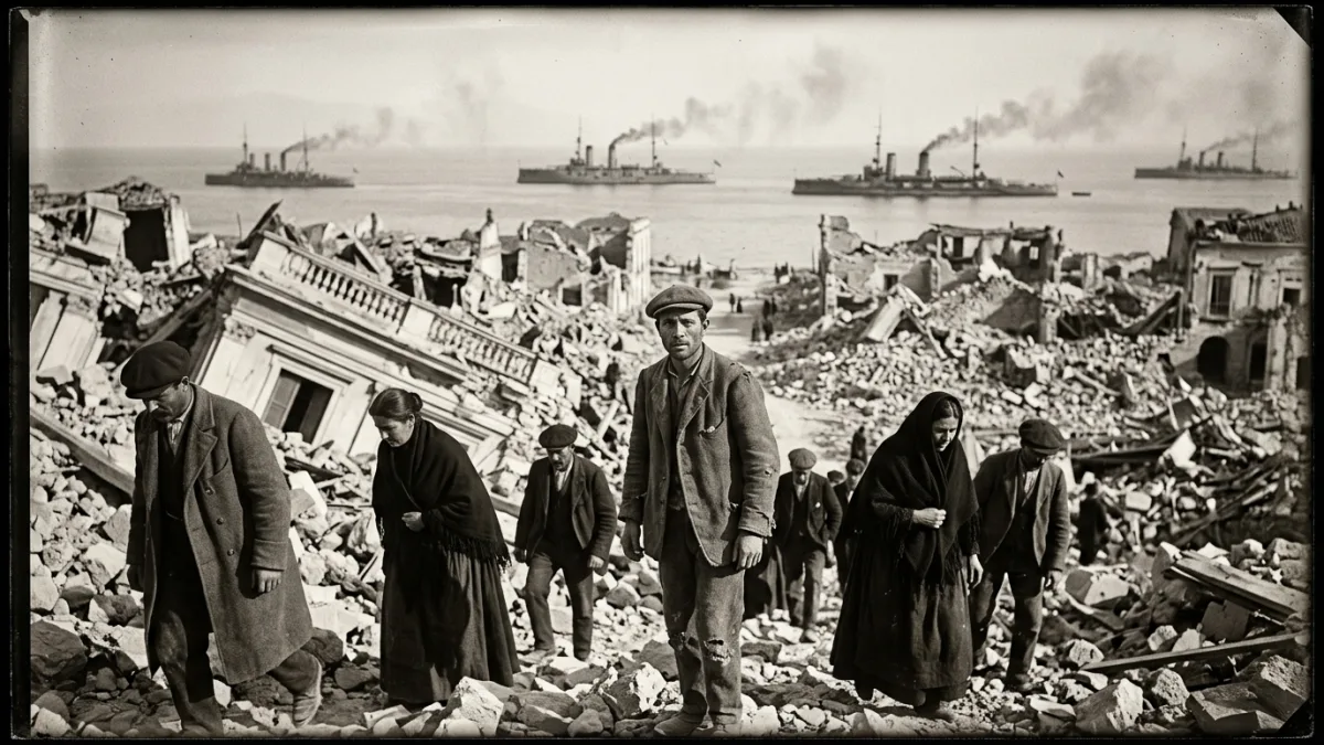 1908 depreminde yıkılan Messina (temsili)