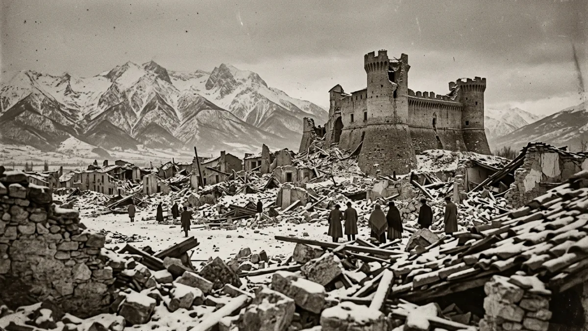 1915 depreminde yıkılan Avezzano (temsili)