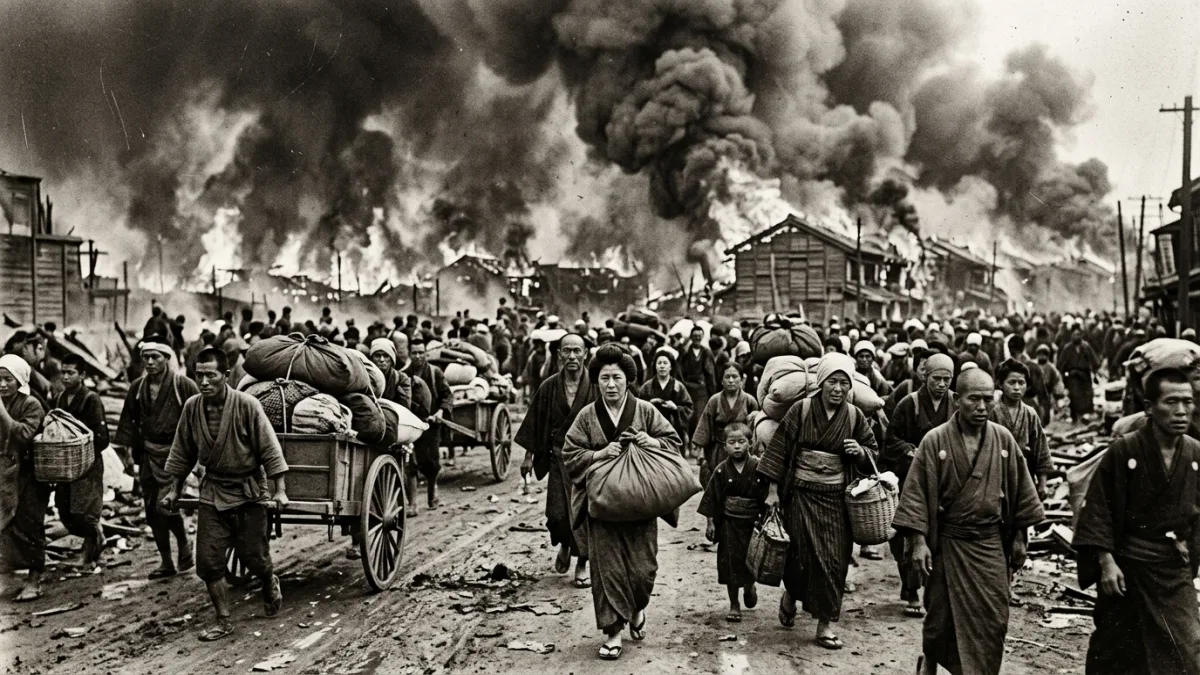 1923 Kanto depreminin ardından yanan Tokyo (temsili)