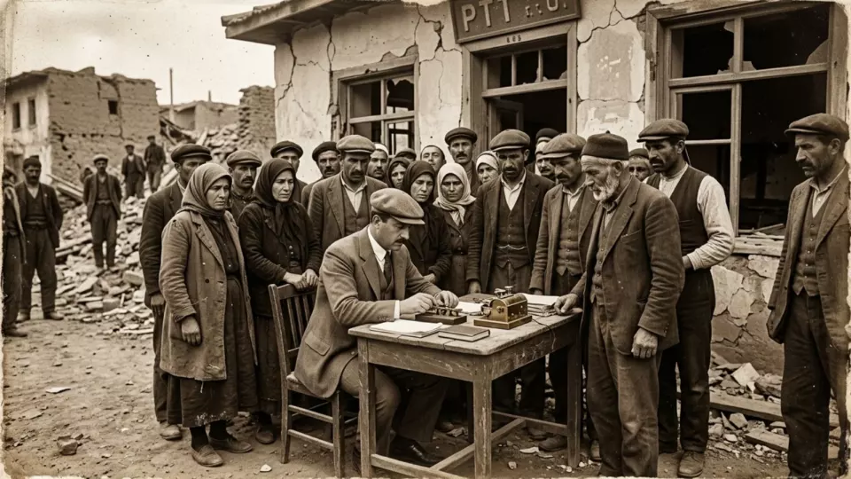 Telgrafhane önünde haber bekleyenler (temsili)
