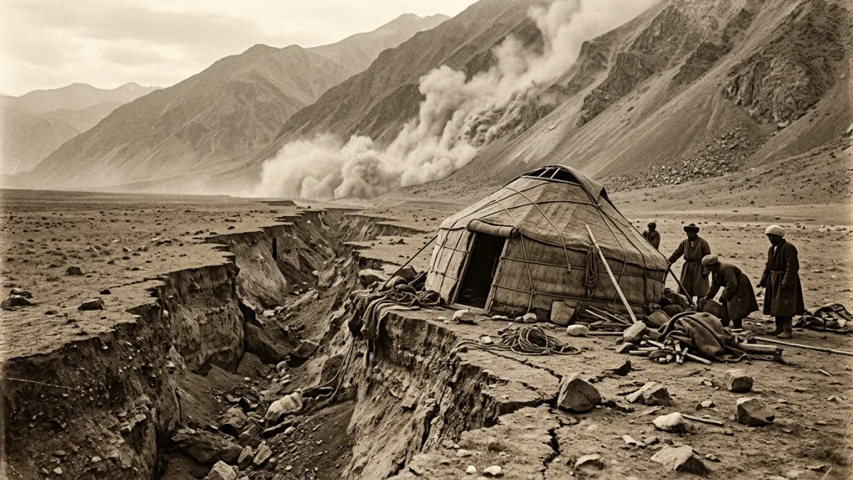 1931 Fuyun depreminde yarılan Altay eteği (temsili)