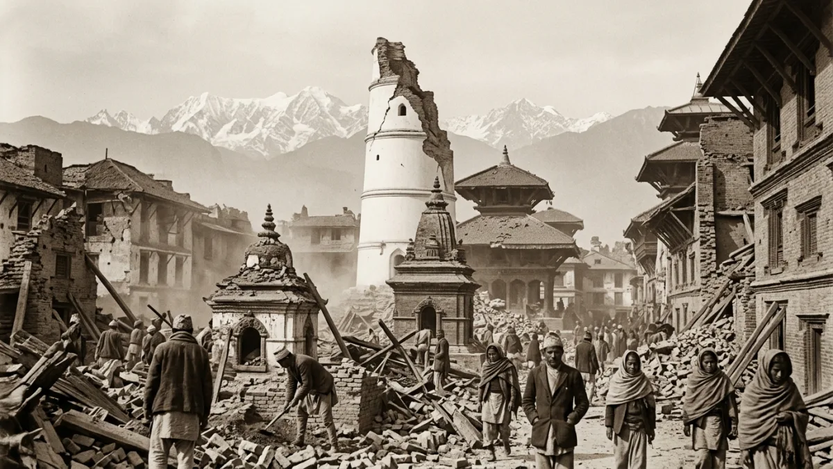 1934 depreminde yıkılan Katmandu (temsili)