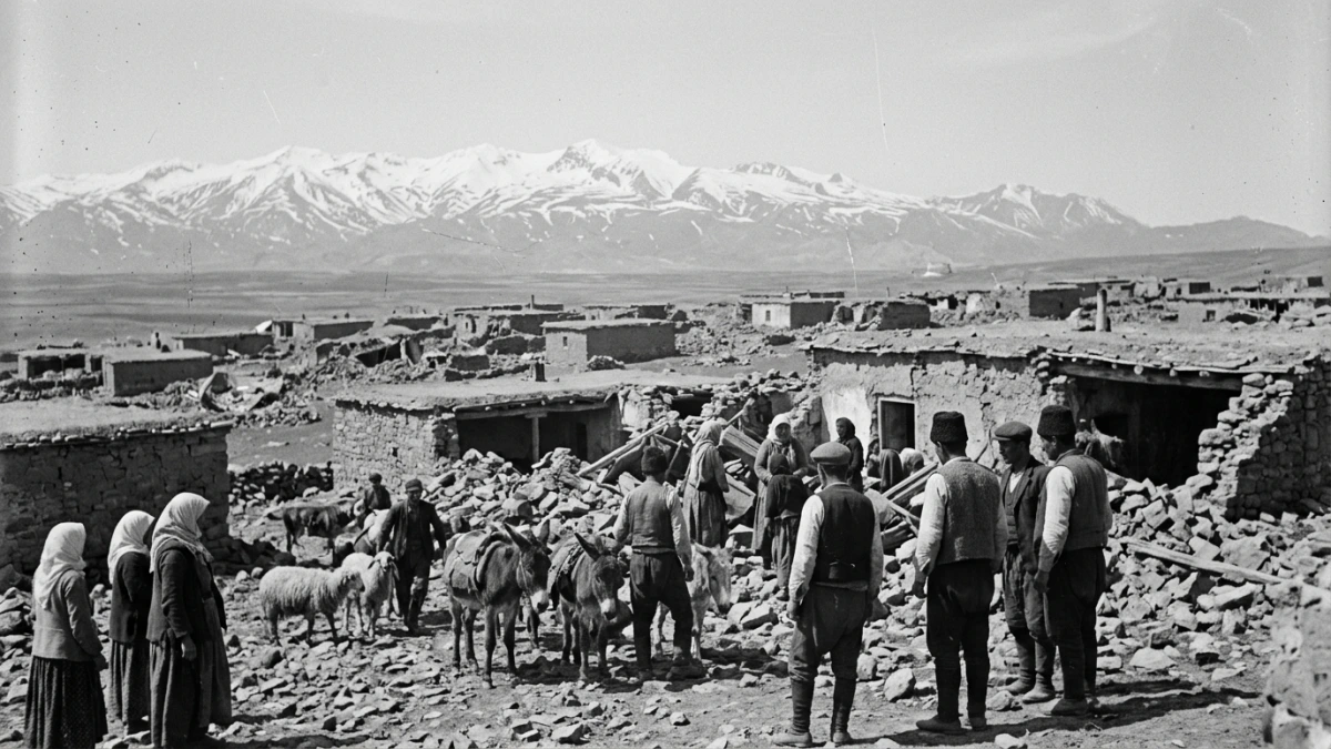 1935 Digor depreminde yıkılan bir köy (temsili)