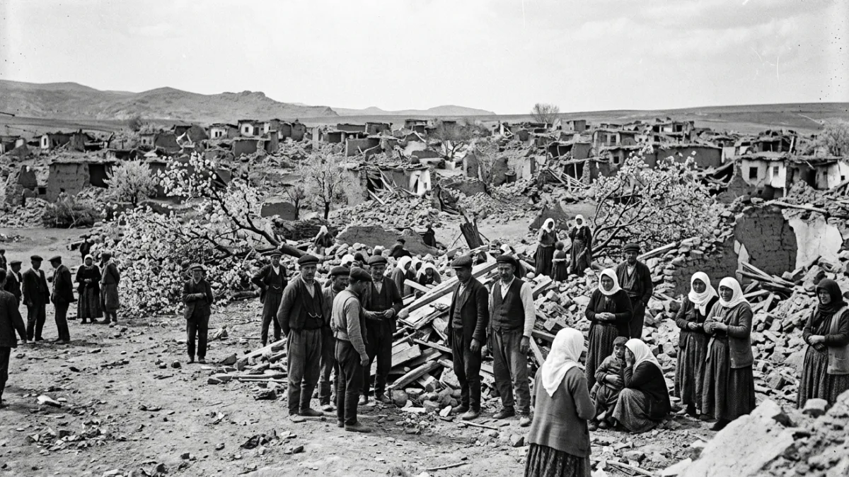 1938 Kırşehir depreminde yıkılan bir köy (temsili)