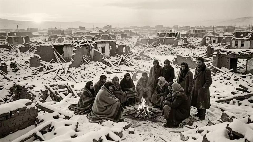 Depremin ertesi sabahı yıkık Erzincan (temsili)