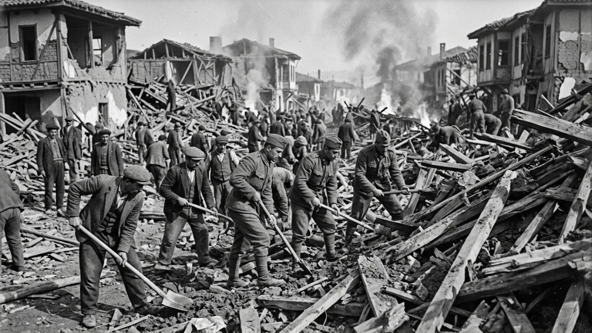 1943 depreminde yıkılan Adapazarı (temsili)