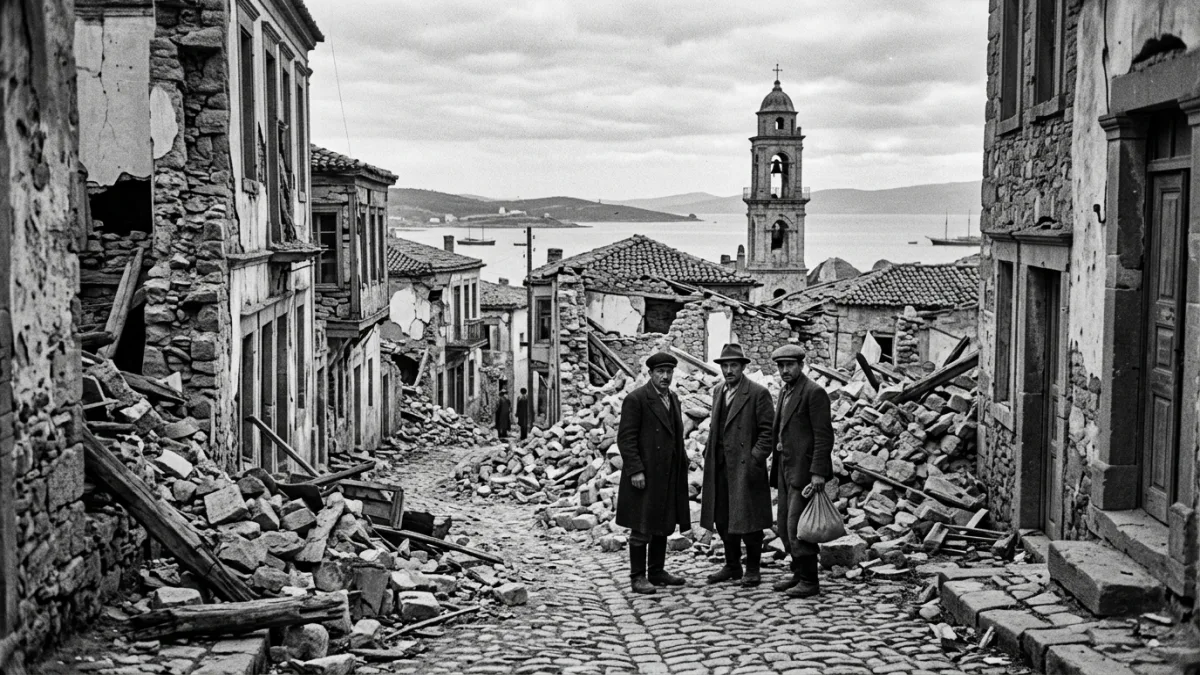 1944 depreminde yıkılan Ayvalık evleri (temsili)