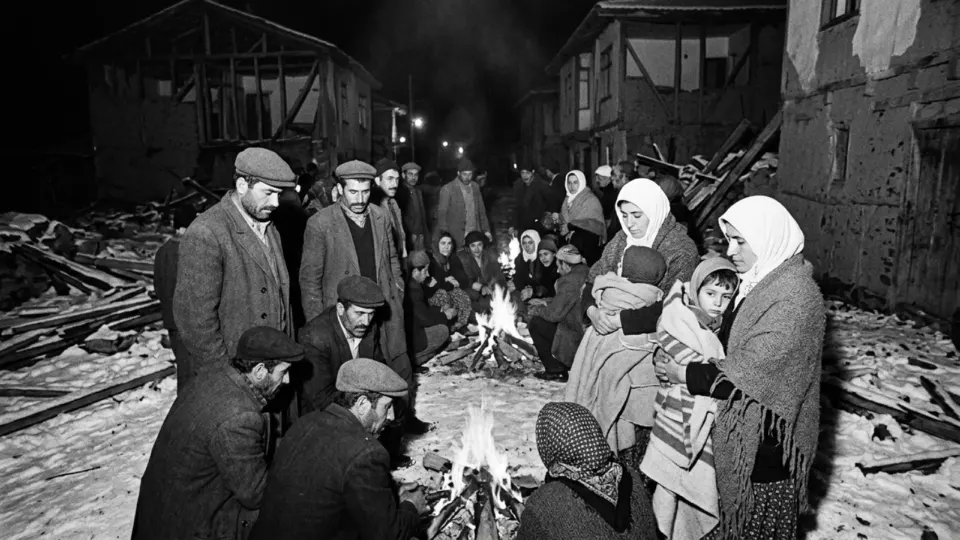 Geceyi sokakta geçiren depremzedeler (temsili)