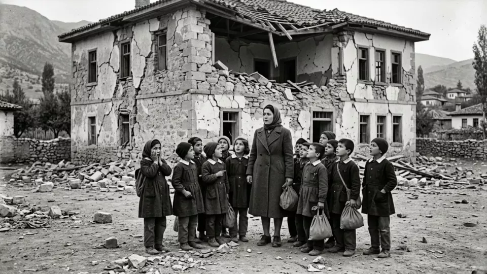 Hasar gören okul binası (temsili)