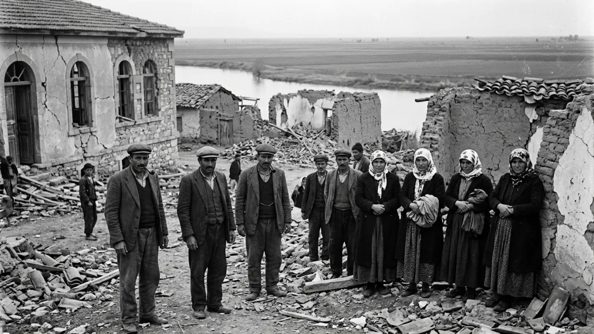 1945 Ceyhan depreminde yıkılan evler (temsili)