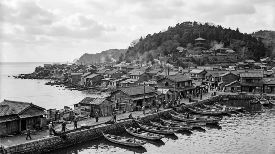 Depremden önce bir Şikoku kıyı kasabası (temsili)