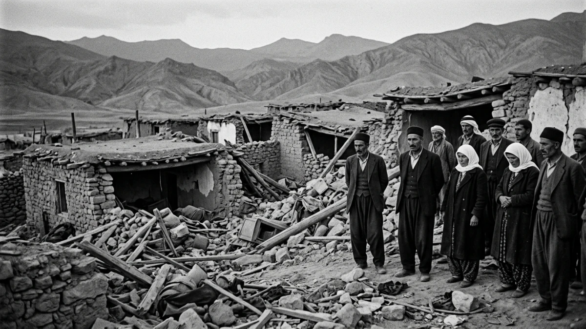 1949 Karlıova depreminde yıkılan bir köy (temsili)