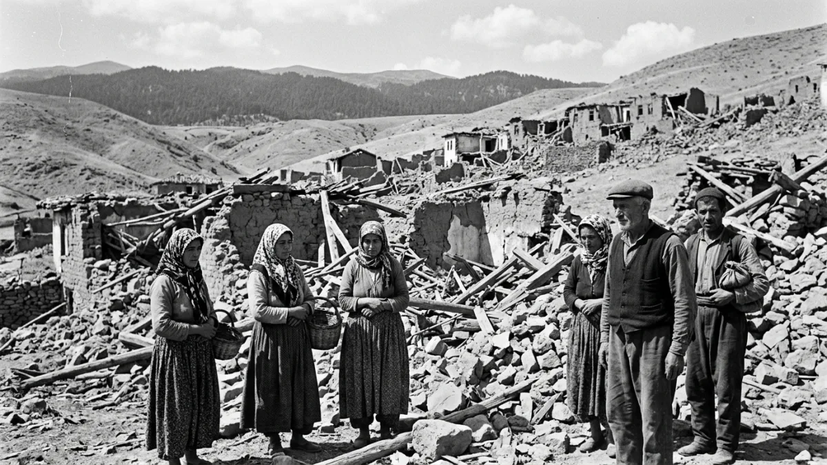 1951 Kurşunlu depreminde yıkılan bir köy (temsili)