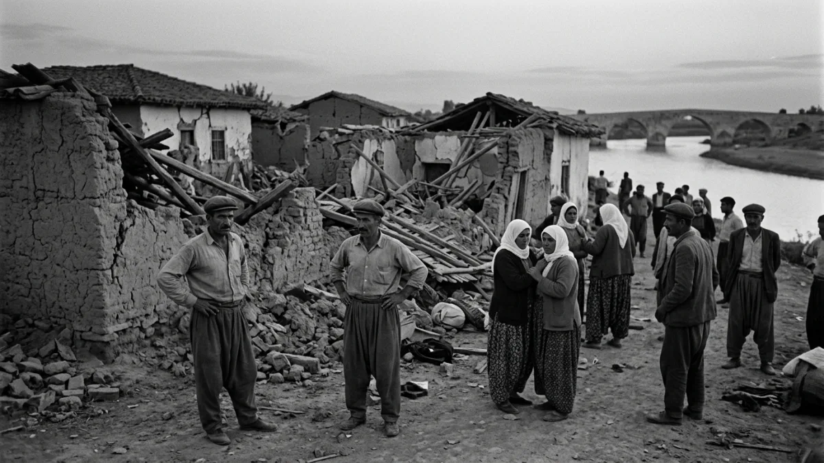 1952 Misis depreminde yıkılan bir köy (temsili)