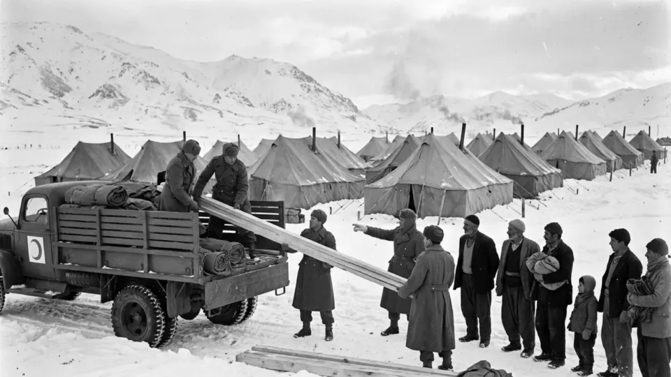 Karda kurulan çadırlar (temsili)