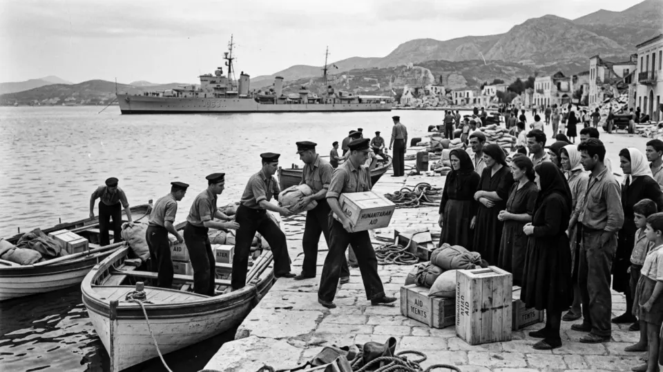 Adaya gelen yardım gemileri (temsili)
