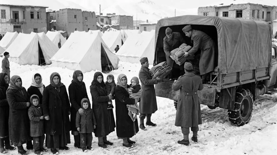 Gönen'de çadırlar ve yardım (temsili)