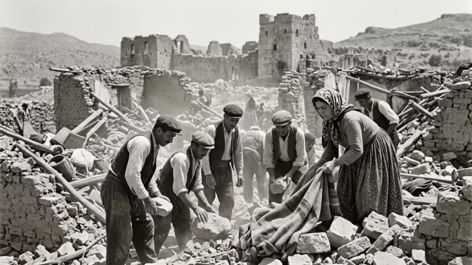 Yıkılan Balat köyü (temsili)