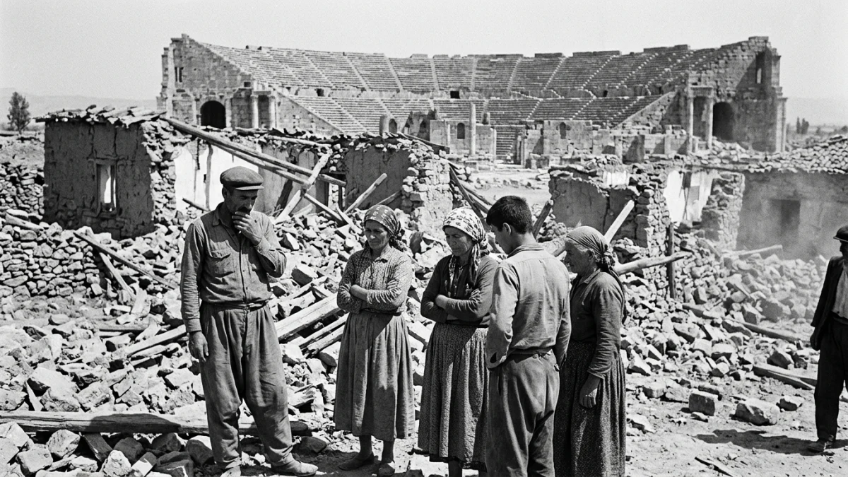 1955 Söke depreminde yıkılan Balat köyü (temsili)