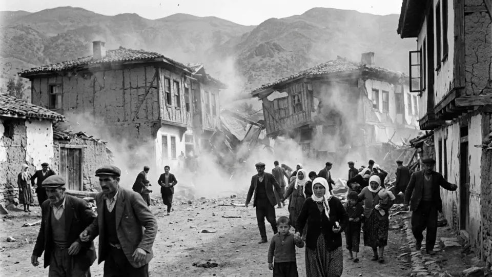 Sarsıntı anında bir Mudurnu köyü (temsili)