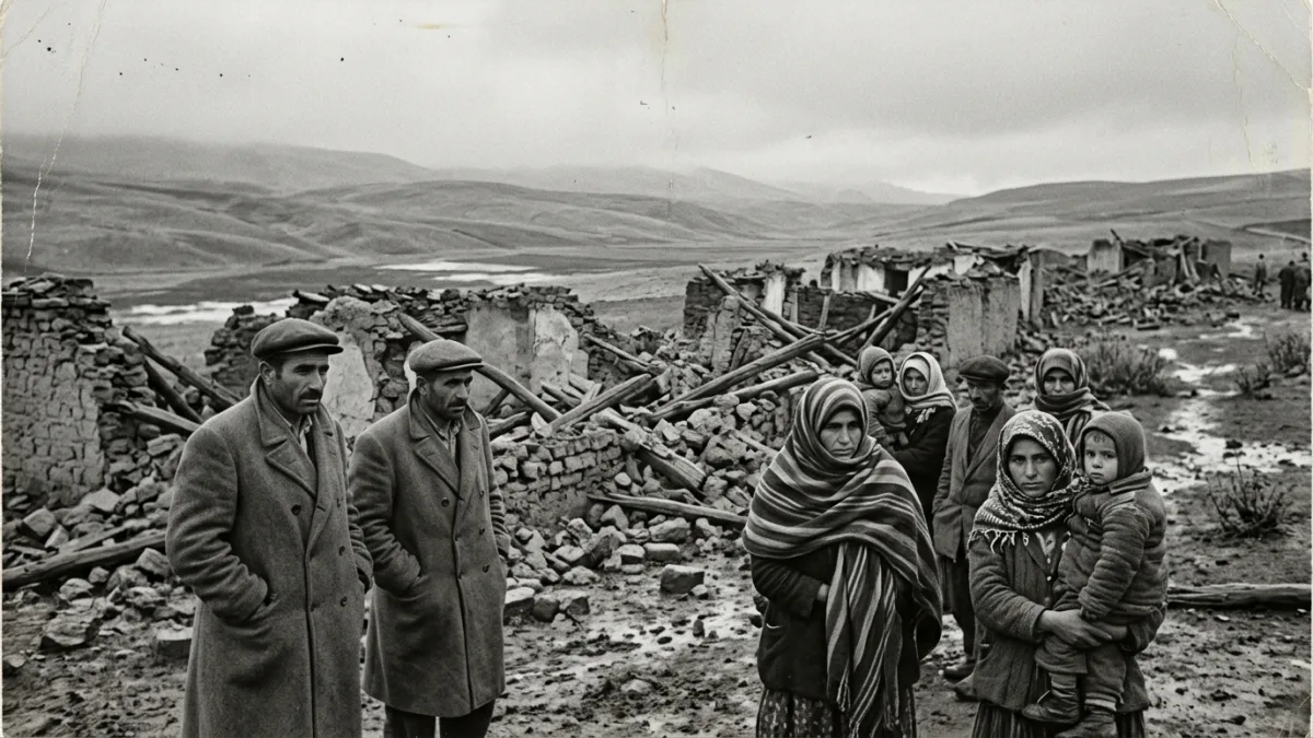 1959 Hınıs depreminde yıkılan bir köy (temsili)