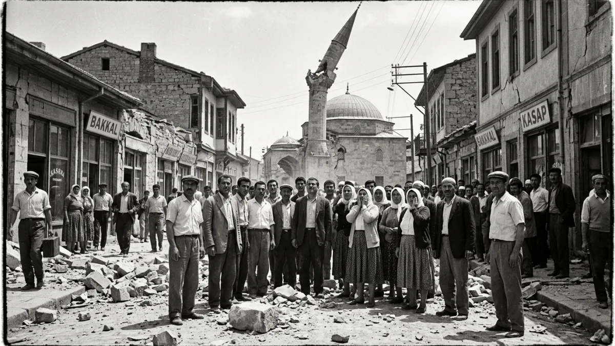 1964 Malatya depreminde hasar gören cami (temsili)