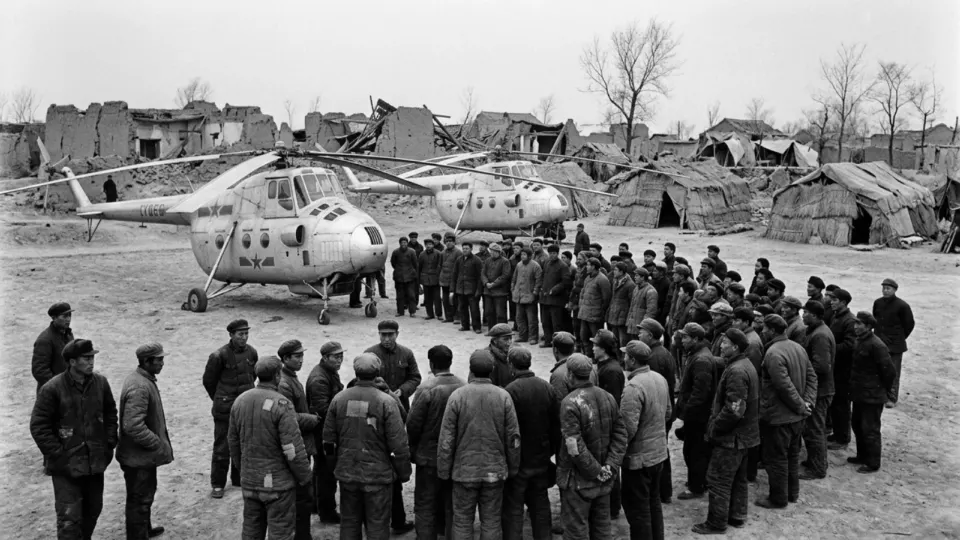 Baijiazhai harman yerinde helikopterler (temsili)
