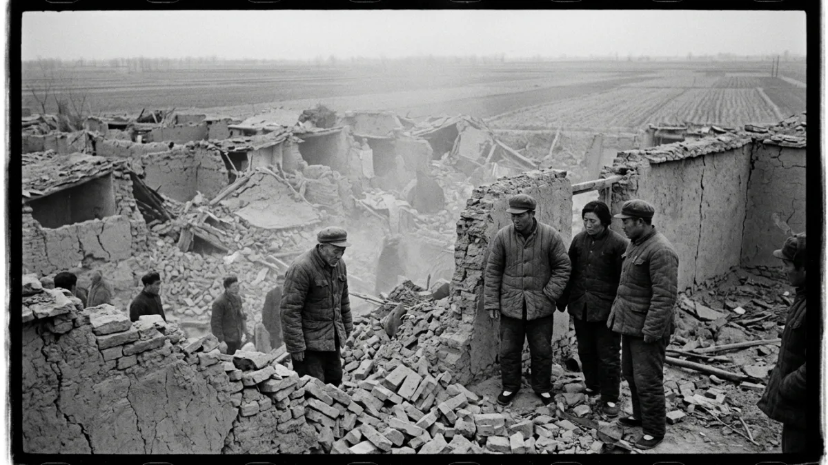 1966 depreminde yıkılan bir Xingtai köyü (temsili)