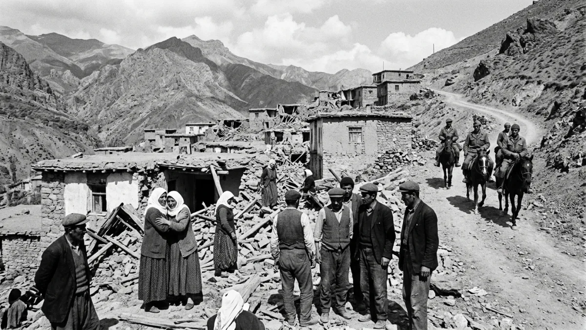 1967 Pülümür depreminde yıkılan bir köy (temsili)