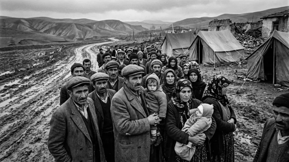 Yardım bekleyen köylüler (temsili)