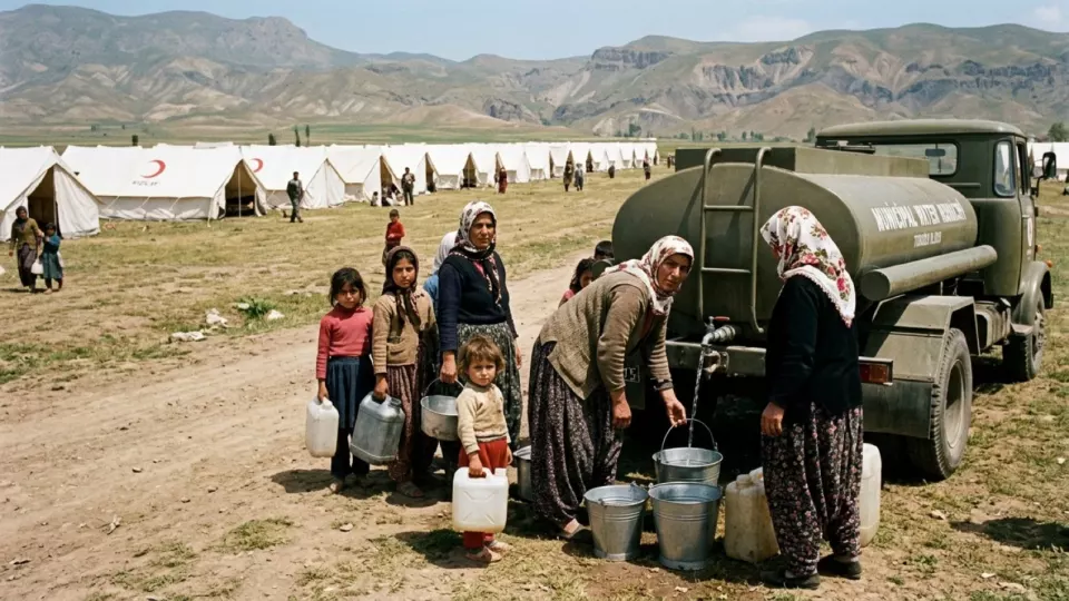 Bingöl'de çadırlar ve su kuyruğu (temsili)