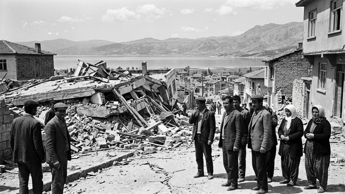 1971 Burdur depreminde yıkılan binalar (temsili)