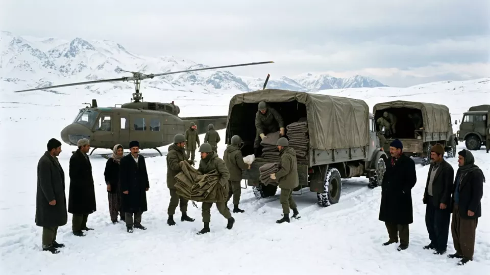 Deprem bölgesine yardım ulaştıran askerler (temsili)