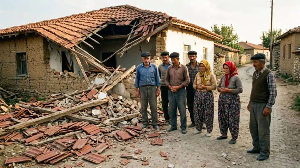 Hasar gören köy evi (temsili)