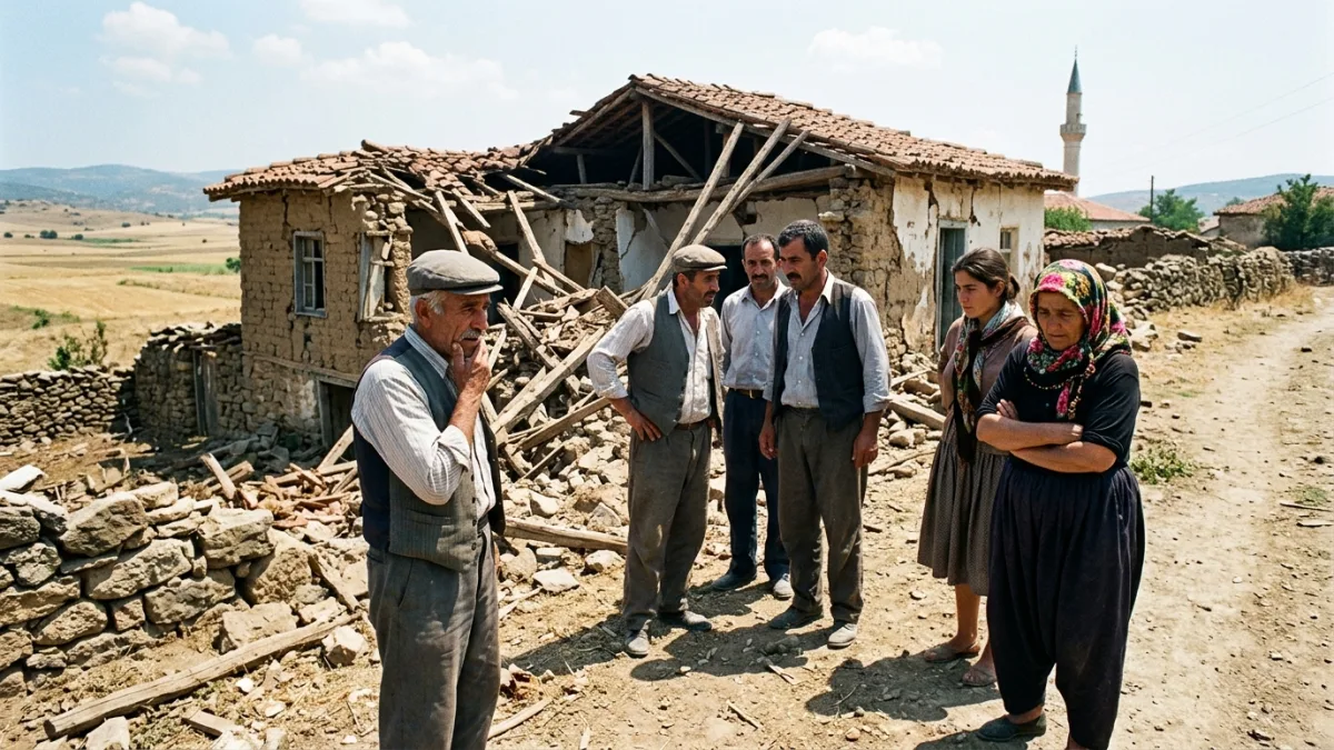 1983 depreminde hasar gören bir Biga köyü (temsili)