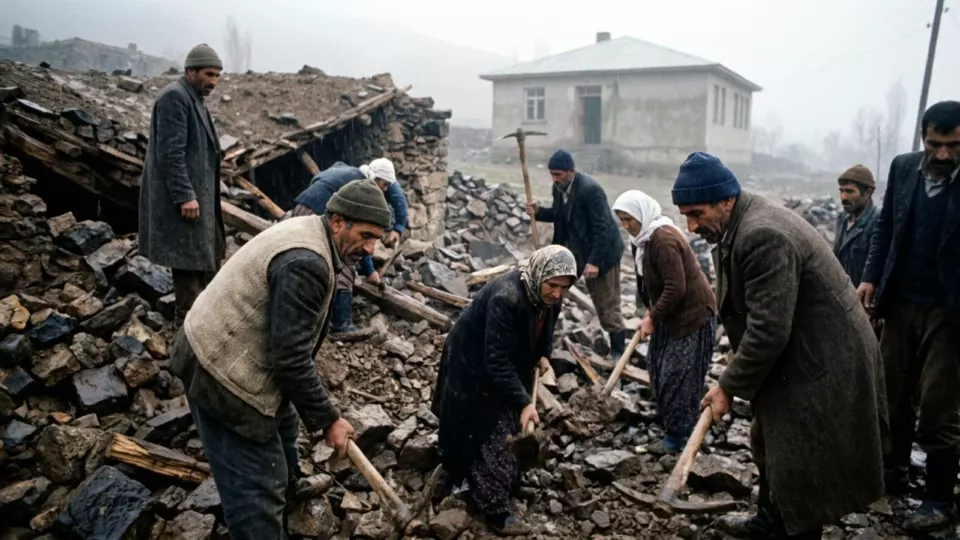 Köylüler enkazda elleriyle arıyor (temsili)