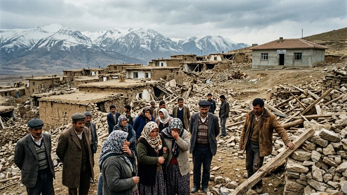 1983 depreminde yıkılan Horasan köyü (temsili)